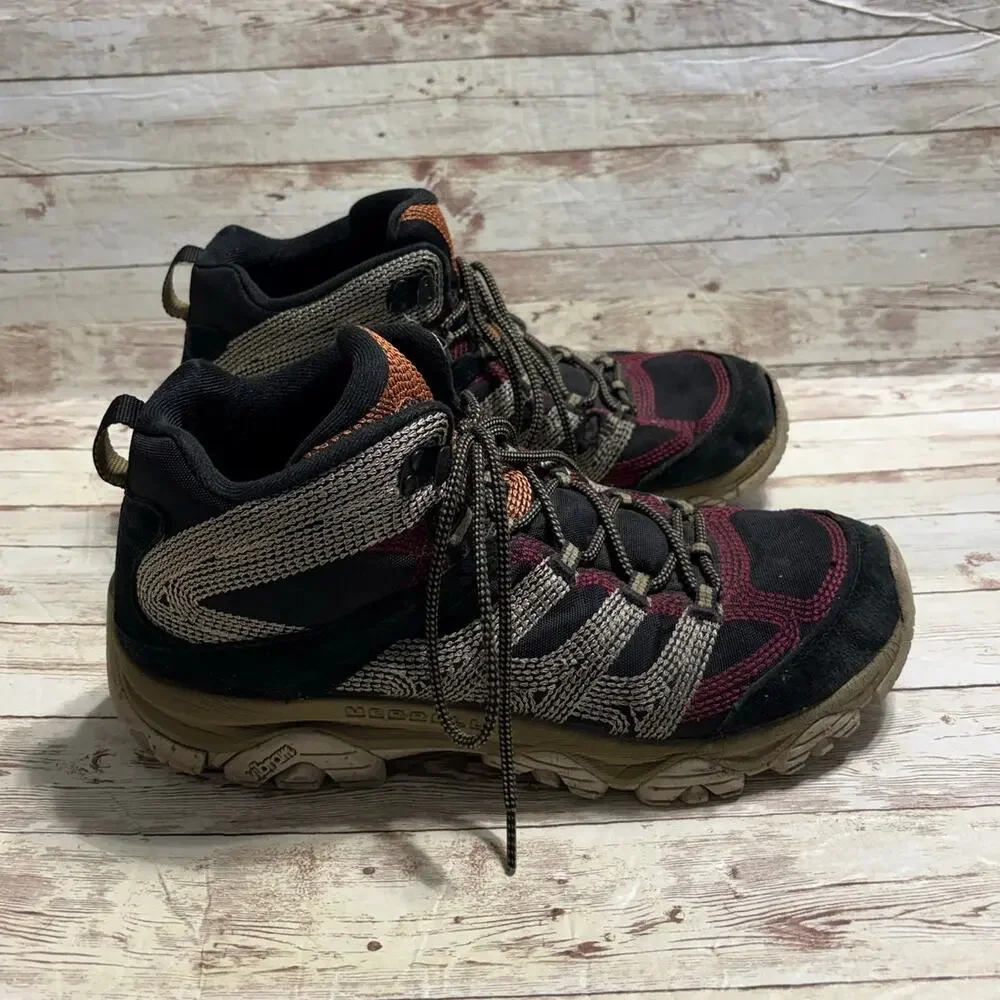 Merrell Moab 3 Stitch Mid Hiking Boots Men's Size 11 Black Maroon